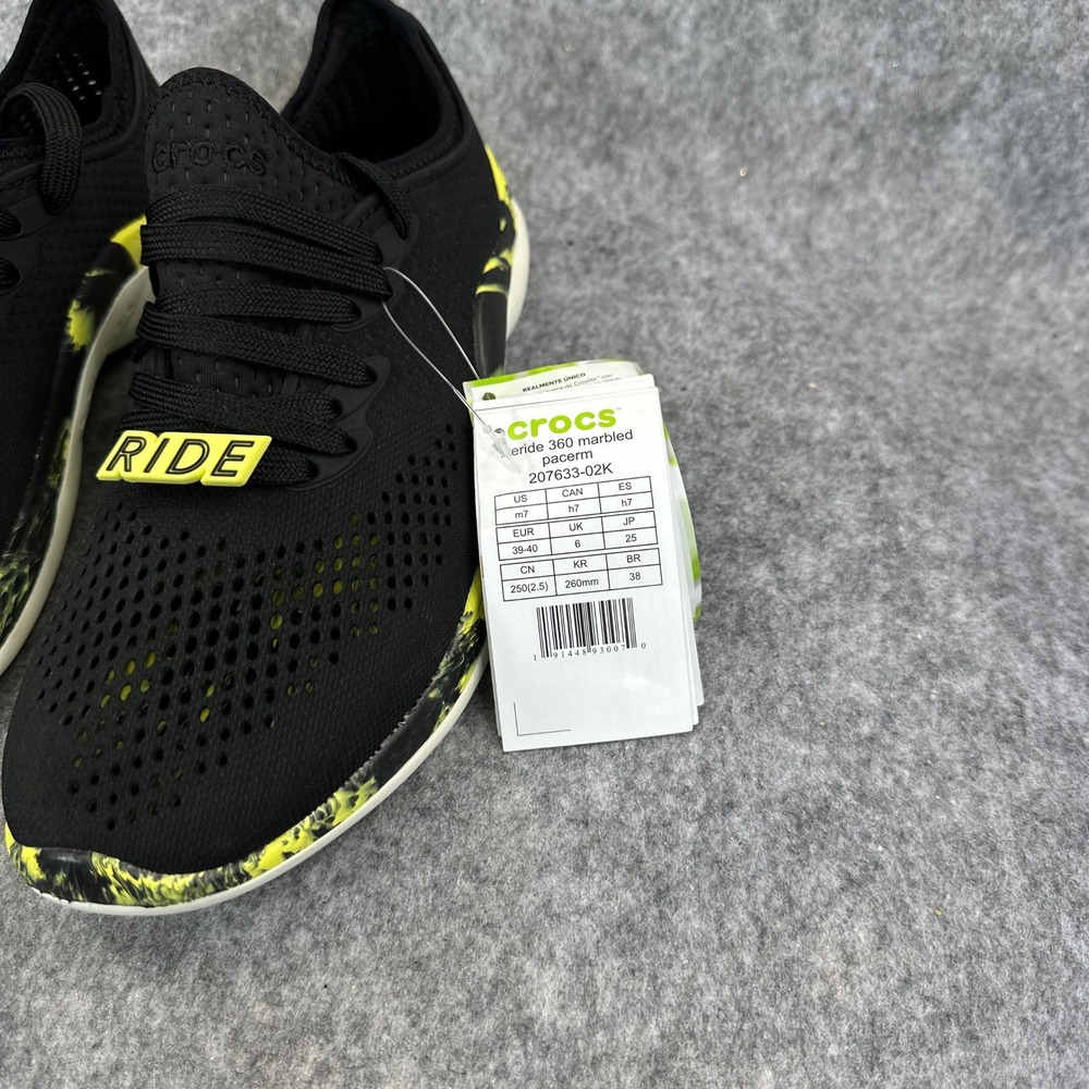 Crocs LiteRide 360 Marbled Pacer Mens 7 Womens 9 Black Citrus Sneaker 207633-02K - Picture 3 of 13